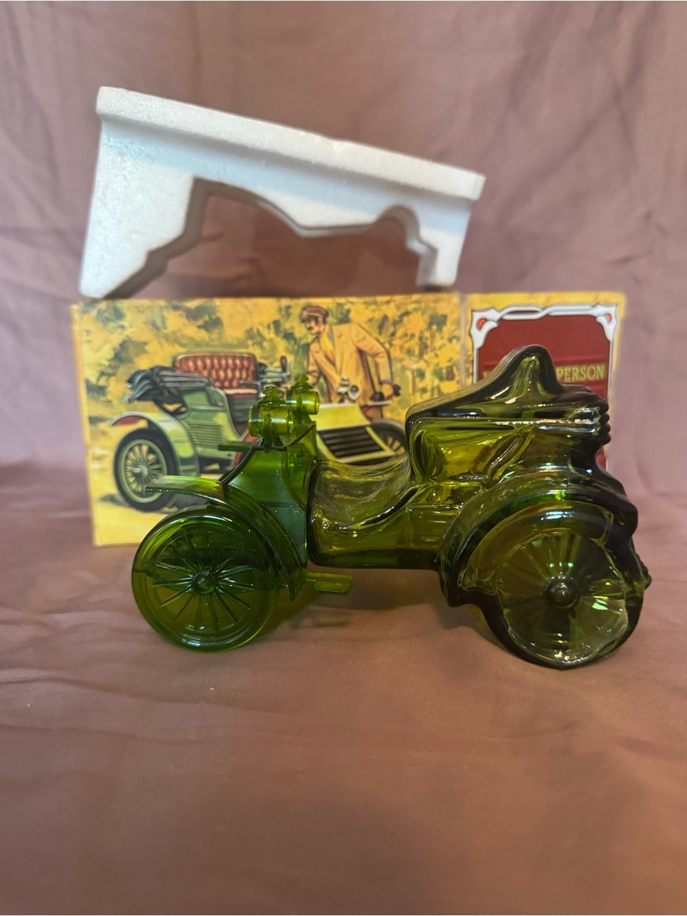 Vintage Avon Green Glass Vintage Style Car Decanter